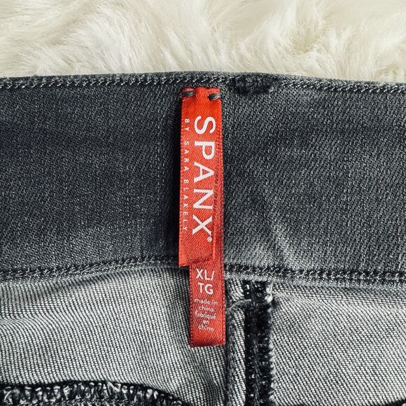 Spanx Pull On Ankle Jeans XL (33x26) Gray Tie Dye Cloud Distress Stretch Womens - Picture 4 of 10